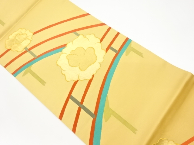 JAPANESE KIMONO / VINTAGE FUKURO OBI / WOVEN FLOWER & BRIDGE